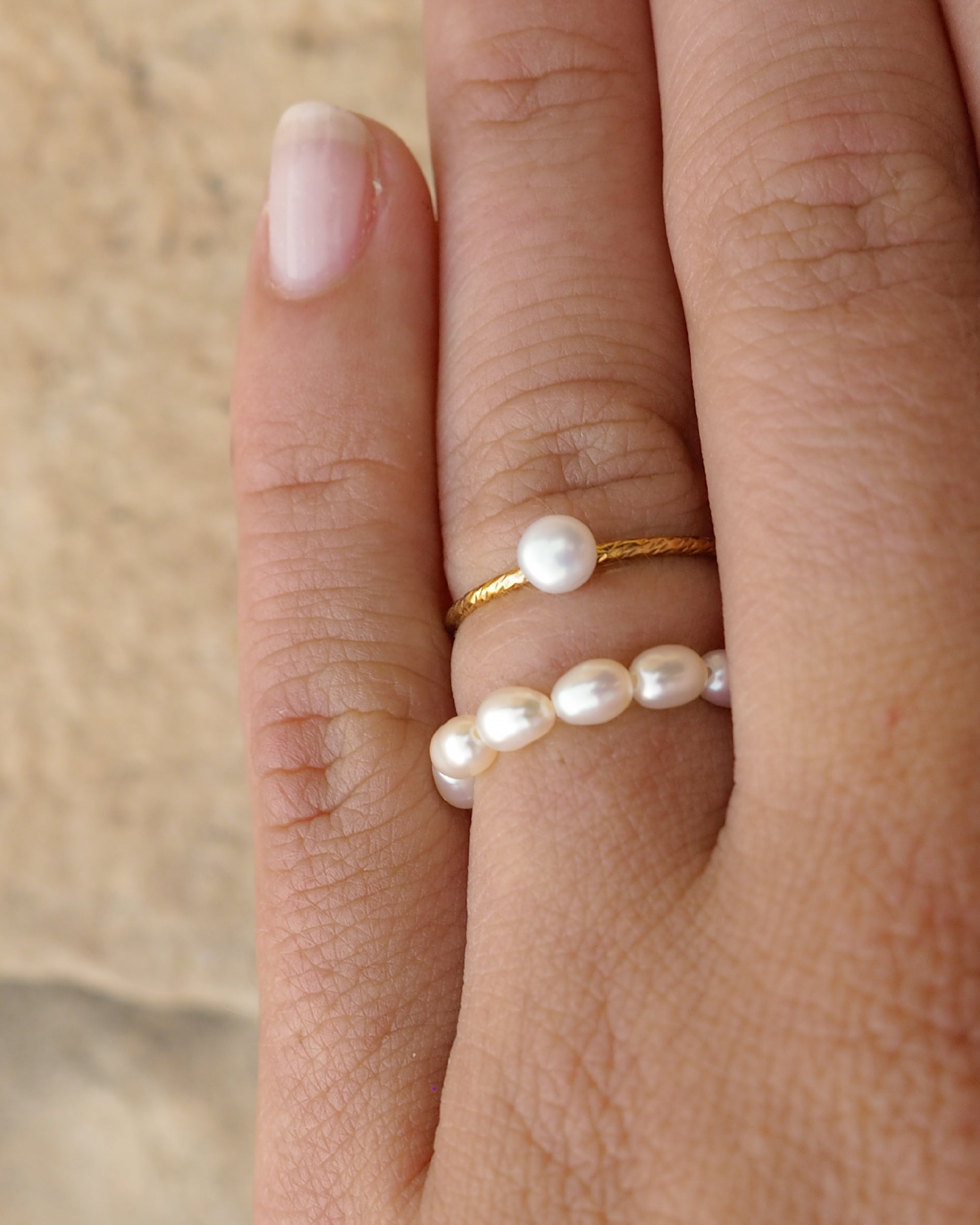 Tiny hot sale pearl ring